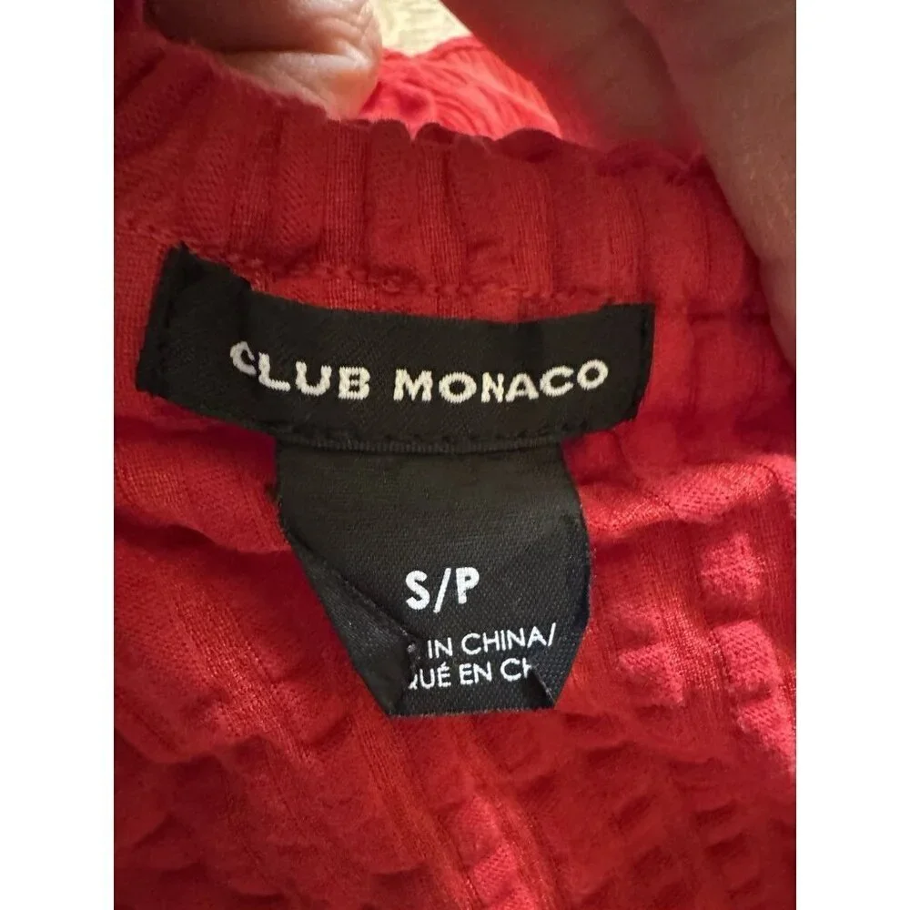 Club Monaco Red Off Shoulder Textured Top Small Petite Stretch